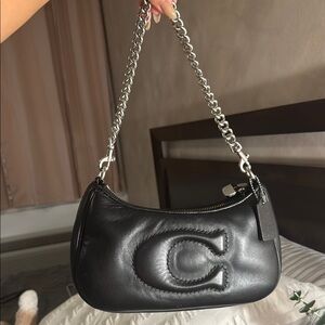 Coach Black and Silver Quilted Shoulder Bag